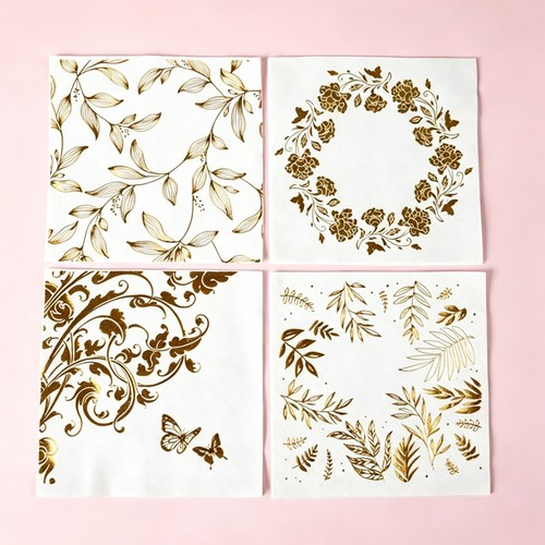 高级感烫金纸巾生日婚礼宴会派对餐巾纸 Gold Foil Party Napkins