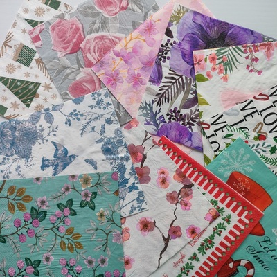 Mixed Paper Napkins Decoupage 蝶骨巴特印花纸巾手账剪贴餐巾纸
