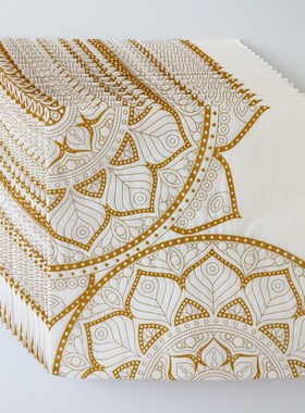 Golden Mandala Paper Napkins Decoupage 蝶骨巴特印花餐巾纸巾