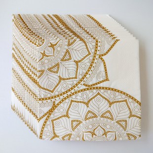 Golden Mandala Paper Napkins Decoupage 蝶骨巴特印花餐巾纸巾