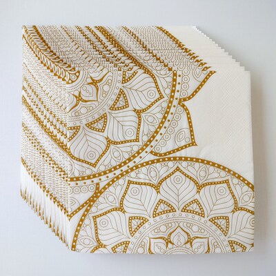 Golden Mandala Paper Napkins Decoupage 蝶骨巴特印花餐巾纸巾