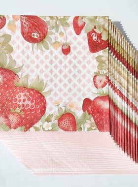 Strawberry Paper Napkins for Party Decoupage 蝶骨巴特餐巾纸