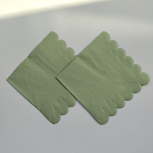 绿色花边派对纸巾摆盘 Green Scalloped Napkins Party Supplies