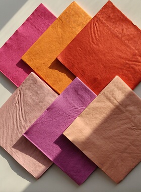 粉红色系纯色彩色婚礼派对纸巾 Solid Color Paper Napkins Party