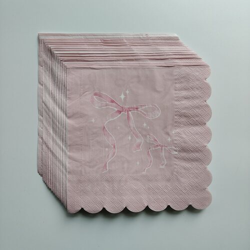粉色蝴蝶结花边纸巾Pink Bow Scalloped Decorative Paper Napkin