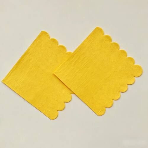 黄色花边鸡尾酒餐巾 Yellow Scalloped Cocktail Napkins 5inch