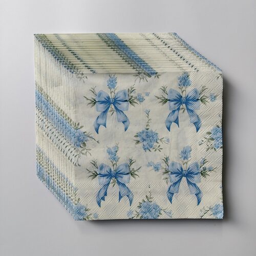 蓝色蝴蝶结派对纸巾 Blue Bow Flower Decorative Paper Napkins