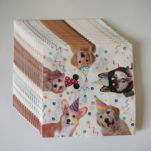 Cute Dog Paper Napkins Party Supplies 可爱狗狗印花餐巾纸巾