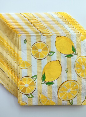 Summer Lemon Paper Napkins Party Decoupage 柠檬黄色餐巾纸