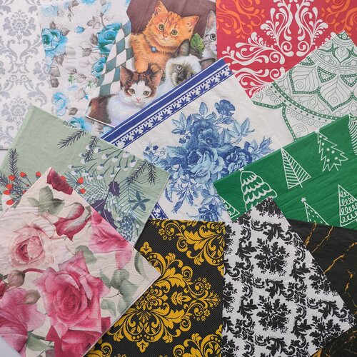 1000 PCs Mix Floral Nordic Christmas Paper Napkins Decoupage