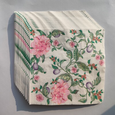 Pink Flower Paper Napkins Decoupage 粉色花朵餐巾纸婚礼纸巾