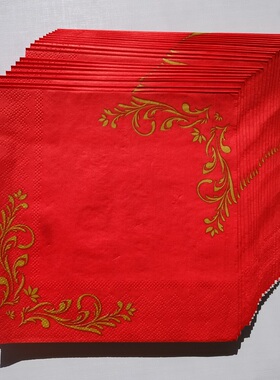 Chinese New Year Red Paper Napkins 复古风新年中国红餐巾纸