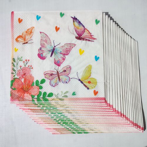 100PCs Butterfly Paper Napkins Decoupage 蝴蝶蝶骨巴特餐巾纸