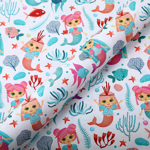5PCs Mermaid Kids Gift Wrapping Paper 美人鱼儿童礼物包装纸