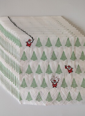 Christmas Tree Green Paper Napkins Party圣诞节派对绿色餐巾纸