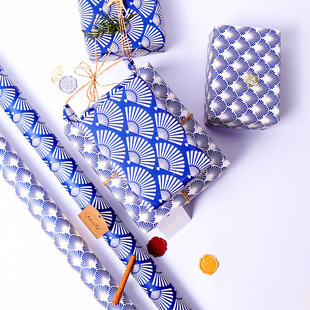 New 2025 Blue White Gift Wrapping Paper 复古青花瓷礼物包装纸