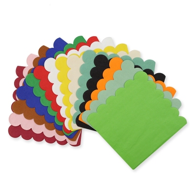 Solid Color Scallop Paper Napkins 25张纯色花边派对餐巾纸25cm