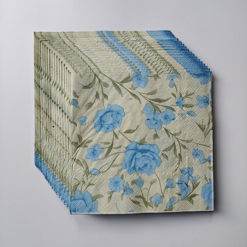 蓝色玫瑰花派对纸巾餐垫 Rose Flower Decorative Paper Napkins