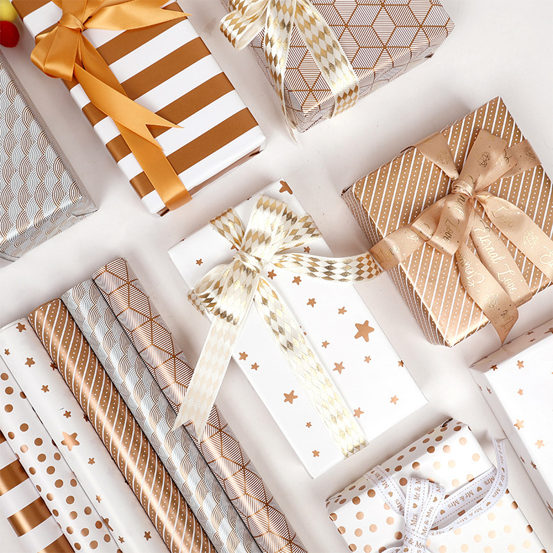 300*43cm Large Gift Wrapping Paper Roll 金色高级感礼品包装纸