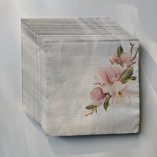 粉色花朵印花派对纸巾餐垫Pink Flower Decorative Paper Napkins