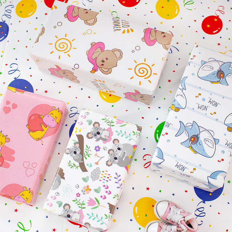 Cartoon Birthday Gift Wrapping Paper 卡通动物生日礼物包装纸