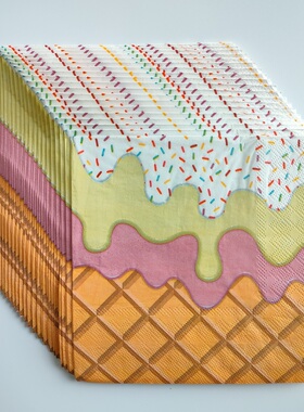 Summer Ice Cream Paper Napkins Party 夏日冰淇淋彩色餐巾纸巾