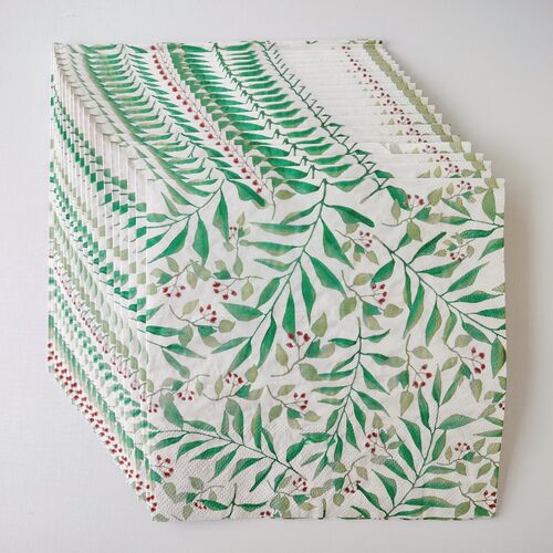 Decoupage Paper Napkins 酒店婚礼蝶骨巴特绿叶花草印花餐巾纸巾