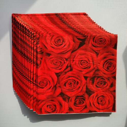 Red Rose Flower Paper Napkins Decoupage 红玫瑰蝶骨巴特餐巾纸