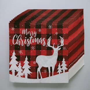 Christmas Buffalo Plaid Paper Napkin圣诞节水牛格子印花餐巾纸