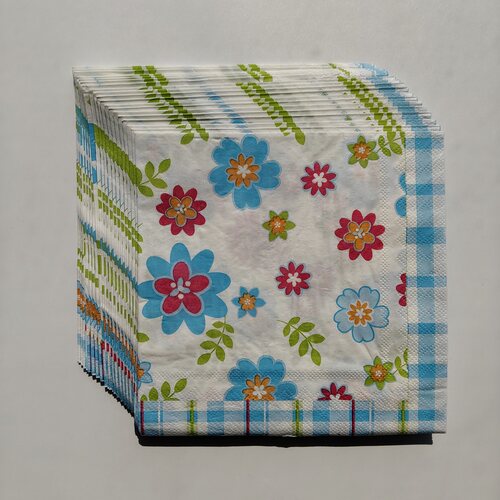 蓝色小花朵派对纸巾装饰 Small Blue Flower Paper Napkins Party