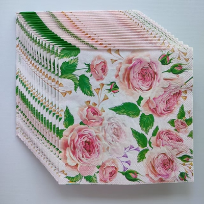 3-layer Pink Flower Paper Napkins 牡丹芍药蝶骨巴特3层餐巾纸