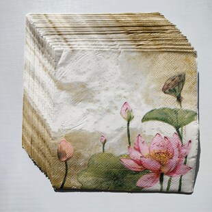 Summer Lotus Flower Paper Napkins Decoupage 蝶骨巴特荷花纸巾