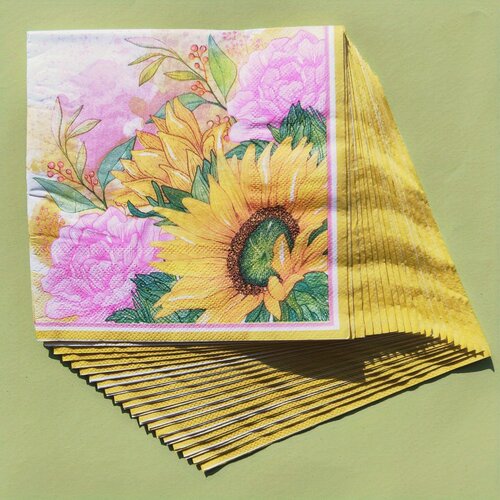 Sunflower Paper Napkins Decoupage Party Decor 向日葵餐巾纸巾