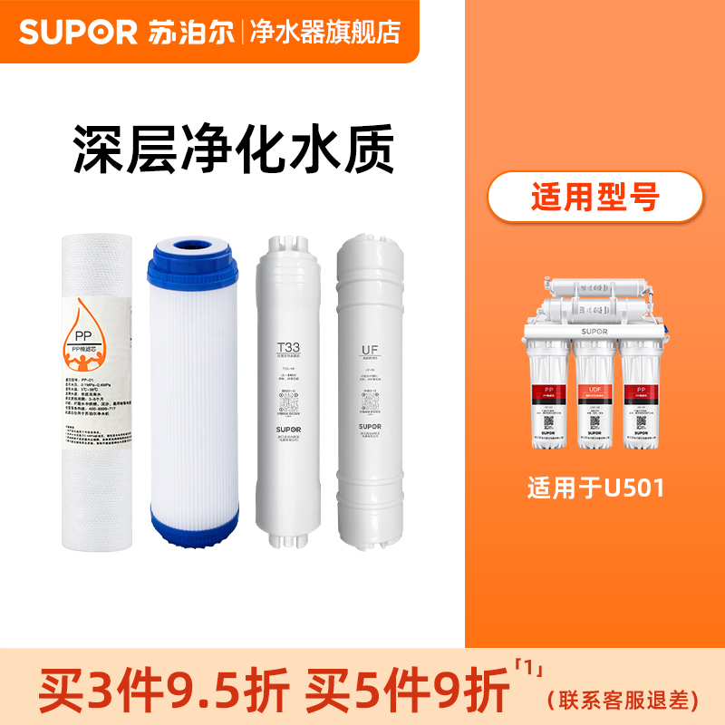 【厂发】苏泊尔U501滤芯集合 PP棉 颗粒/后置活性炭 超滤膜 厨房电器 净水/饮水机配件耗材 原图主图