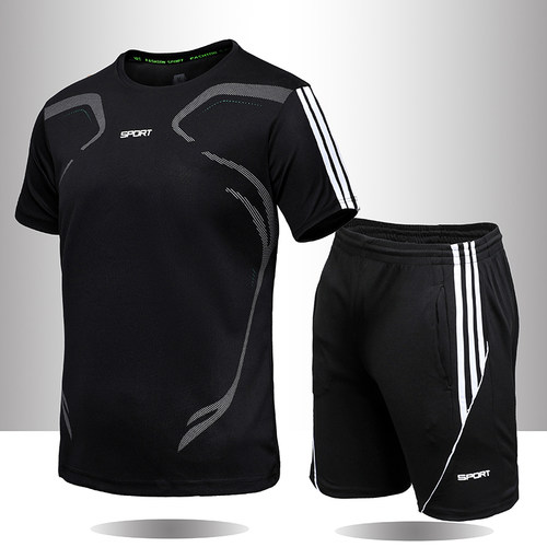 summer man men sport gym fitness suit wear clothes set 2pcs