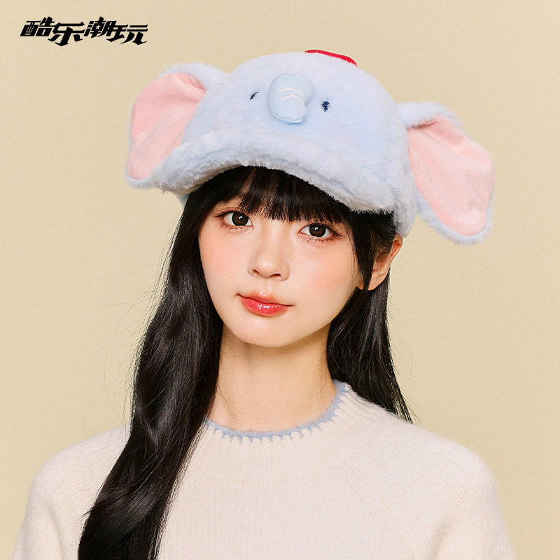酷乐潮玩萌趣小象毛绒帽狐狸围巾手套保暖2026年新品女生可爱帽子