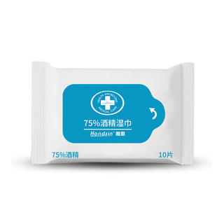 handsin瀚思酒精杀菌消毒湿巾10片装 包