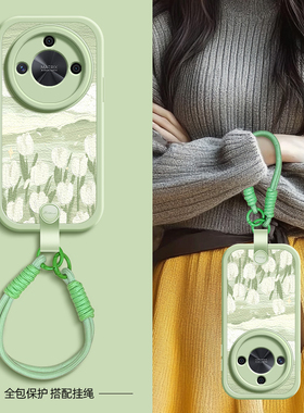 绿色风景适用荣耀X60手机壳华为荣耀x50/x40i保护套X30/x30i新款x50GT春夏新年挂绳x20/20se/x10女款9x可背8x