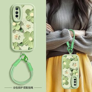 y30 y52s新款 y53s 76s y55s 30g女款 浮雕花瓣适用vivoy77手机壳y78十 3s春夏斜挎挂绳Y10 小羊皮y51s