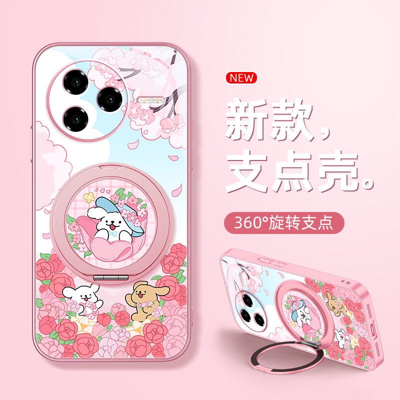 花花小狗适用红米k80至尊版手机壳女款redmik70pro磁吸带支架全包小米k60ultra新款防摔k50支点k50电竞版卡通