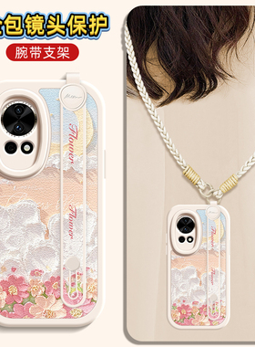 油画花朵适用华为nova13手机壳nova11pro保护套nove10新款novo12ultra腕带斜跨挂绳12活力版10z女款11SE网红u