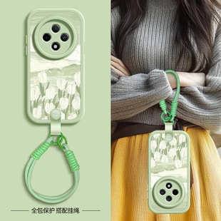 新款 A11X保护套A3 绿色风景适用OPPOA3pro手机壳A2 A9X A35 A93s春夏新年挂绳A95 97女 A93