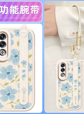 蓝色花瓣适用OPPOK12手机壳k11/k11x小羊皮k10pro新款k10x腕带斜挎挂绳k7女款k12硅胶oppok11可背oppo网红k10