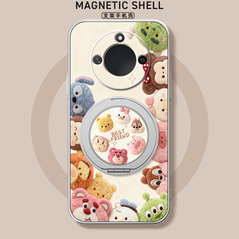 适用荣耀x70手机壳华为x60pro可爱x50/x40gt新款x30i磁吸支架全包x20se女款卡通v40轻奢版小羊皮防摔毛绒萌宠