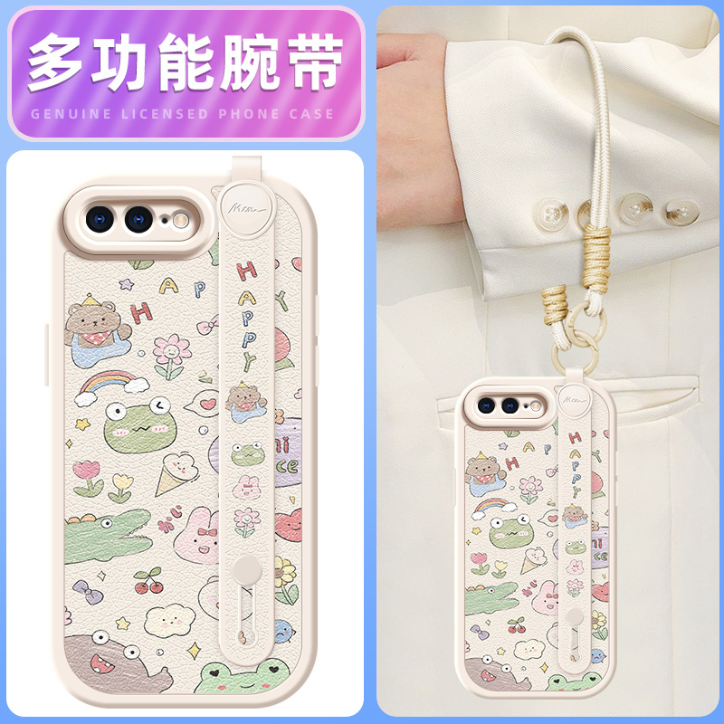 涂鸦动物适用苹果11ProMax手机壳iphoneX套7/8plus新款x/xr腕带斜跨挂绳iphone11pro可背6splus女款xsmax