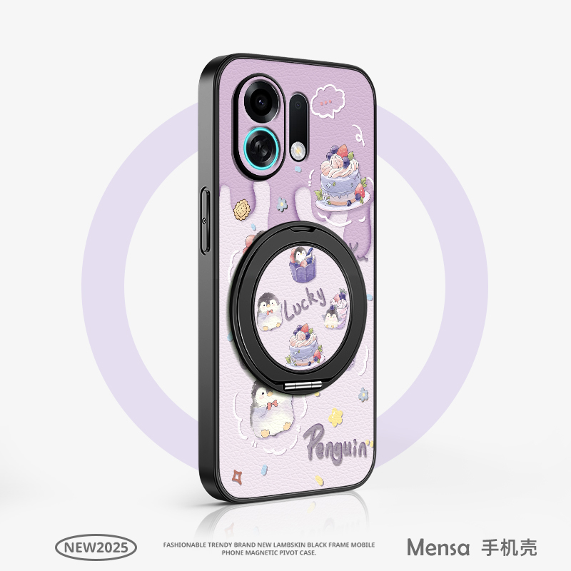 企鹅蛋糕适用oppok13turbo手机壳新款oppo k13turbopro保护套磁吸支架旋转支点壳女男款可爱小羊皮防摔卡通
