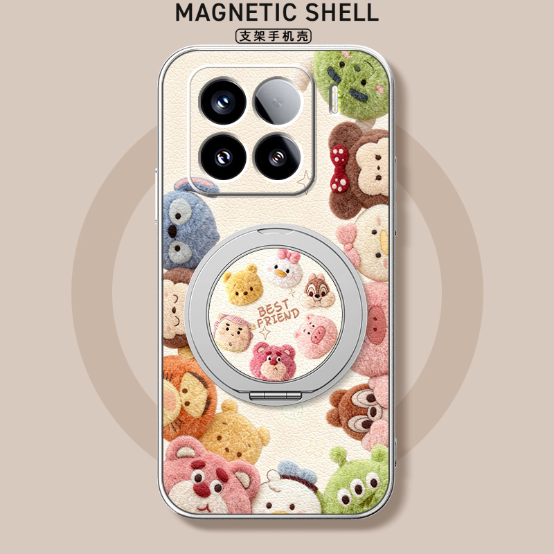 适用小米17promax手机壳新款mi15旋转磁吸带支架小米13pro全包小羊皮14ultra卡通防摔可爱12spor女款绒绒萌宠