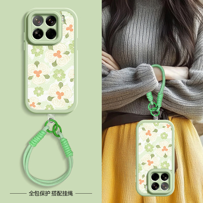 米底绿花适用小米15手机壳小米14ultra小羊皮12/11/10/9/8新款Mi米13pro春夏斜挎挂绳12s/12x青春版10s女款