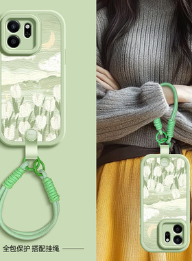 绿色风景适用华为麦芒11手机壳荣耀play6t/6tpro保护套麦芒10/10se春夏新年挂绳可背荣耀play5活力版女硅胶