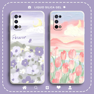 郁金香适用realmex7手机壳realme真我v15保护套realmev5新款Q3pro液态v13女款oppo新年realmeQ3硅胶Q3i